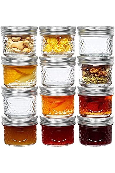 BPA Silk Route - Glass Mini Canning Jars with Airtight Lids & Bands, Quilted ...