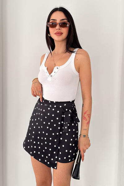 Noa&Noa تنورة قصيرة نسائية منقطة مع تفاصيل ربط