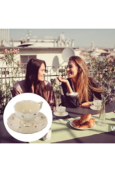 BPA Silk Route Ceramic Vintage Espresso Cup and Saucer Set, White