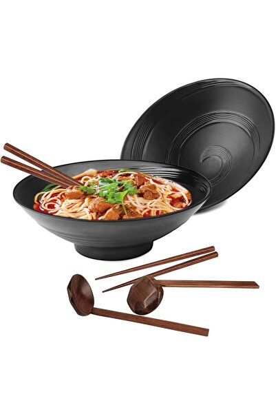 BPA Silk Route - Ramen Bowls set, 2 Sets of 57-Ounce Soup Bowl Sets With Chop...