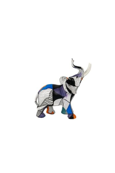 OEM Statuetă decorativă elefant, model cu design abstract, cu trompa ridicată...