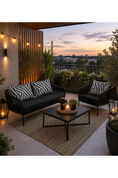 Rattano Garden Minder kılıfı Çay seti & Rattan Seti Minder kılıfı 8 Parça