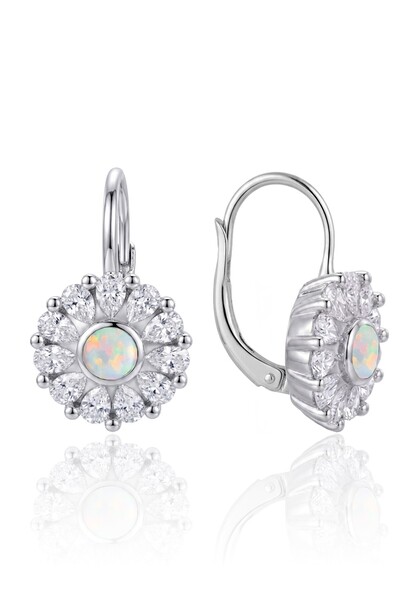 Söğütlü Silver 925 Ayar Gümüş Küpe Opal ve Damla Kesim Zirkon Taşlı Işıltılı ...