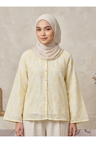 LAYARA COUTURE Embroided Floral Textured Top,Loose Fit,Modest,free size.