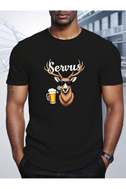 Sovae تي شيرت رجالي من Bucks - تي شيرت أسود بنمط كوب البيرة المرحوم عليه رسم ...