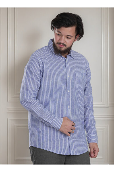 Finelook Men's Casual Stripe Long Sleeve Shirt - Relaxed Fit