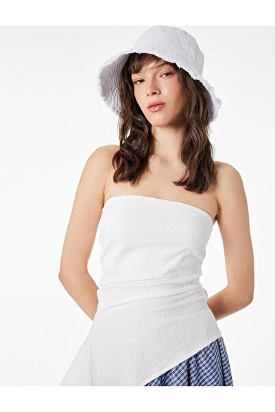 Koton Asymmetrical Cut Slim Fit Sleeveless Strapless Neckline Bustier Blouse ...