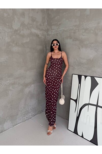 Bella Breeze Rochie lungă de damă cu bretele și model cu buline