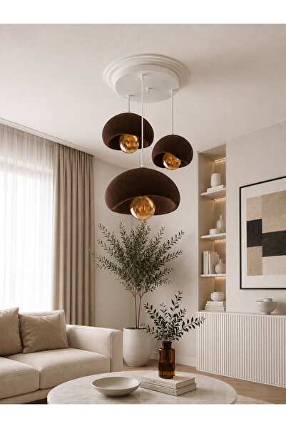 Limon 3D Desing 3 Lü Sarkıt Avize Rustik 20-30-40 E27 Modern Avize Bohem Beto...