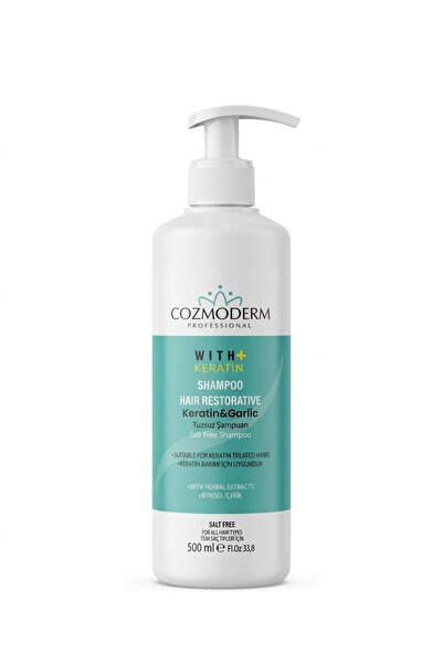 cozmoderm keratin&garlic bitkisel içerikli tuzsuz şampuan 500ml