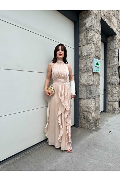 YK FASHION Fırfırlı Volanlı Abiye