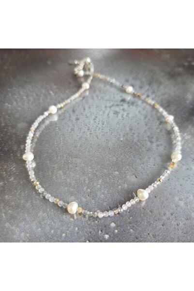 DRUZY Rutilated quartz and pearl necklace, Golden Veil #82