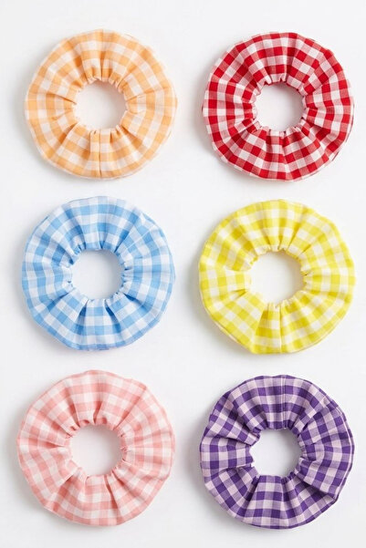 Jaida Moda Women's Set of 6 Soft Plaid Summer Themed Elastic Buckle Set Paste...