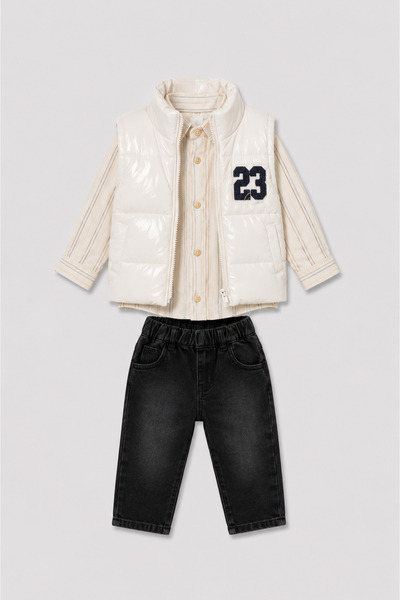 Elo White Vest Pants Baby 3-Piece Set