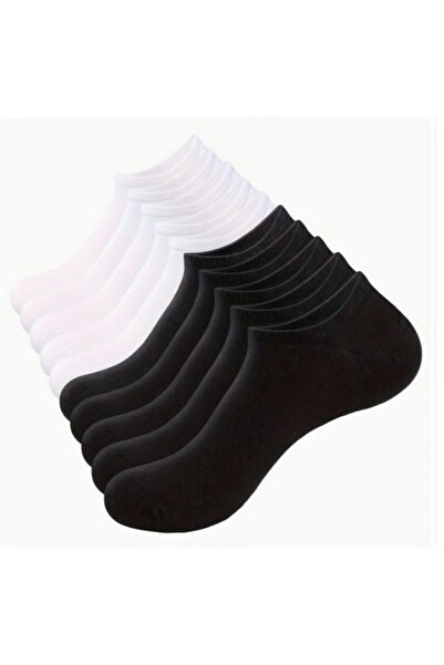 dehaine Set of 12 unisex socks for women and men, white socks, black socks, C...