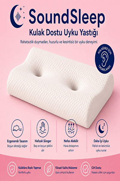 VISCORA SoundSleep Kulak Dostu Uyku Yastığı – Küpe ve Kulaklık Kullananlar İç...