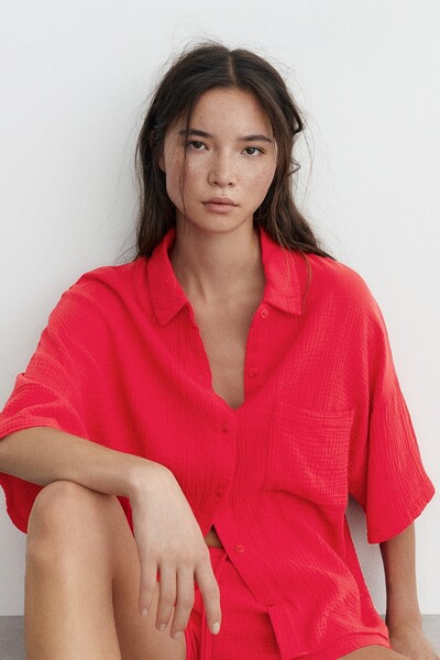 Pull & Bear Kısa kollu bambu gömlek