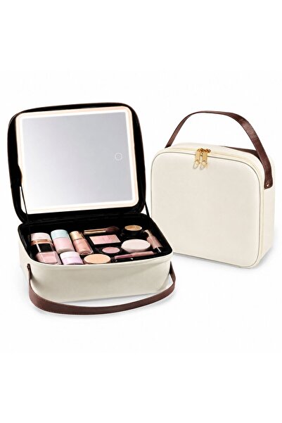 OEM Premium Cosmetic Bag with LED Touch Mirror, Portable Beauty Bag for Makeu...