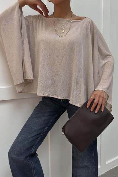 mylove Studded Poncho Blouse Stone