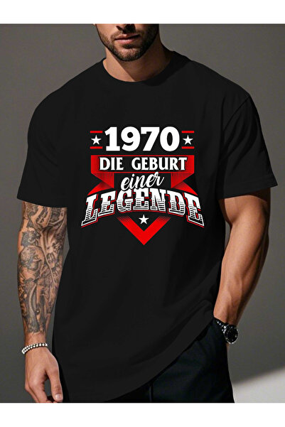 Chic Bloom تي شيرت رجالي برسومات "1970 Die Geburt einer Legend"