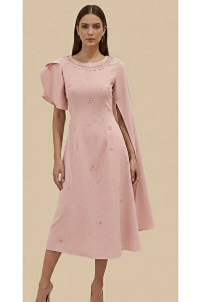 laween Med Pary Dress Embroidered with Beads and Crystals