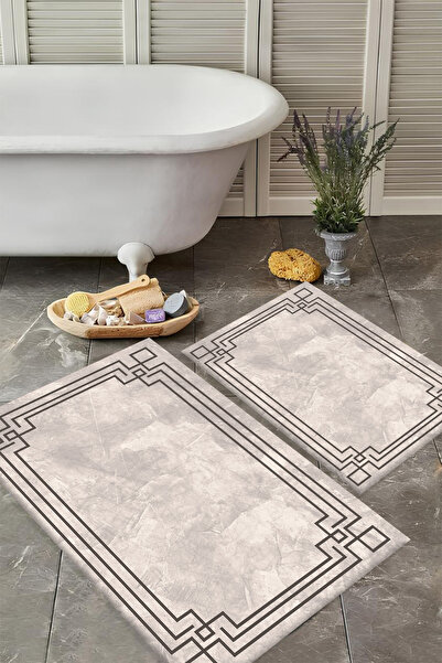 VİVİCAHOME Washable Non-Slip Based 2-Piece Bath Mat Set Stylish Design Bath Mat