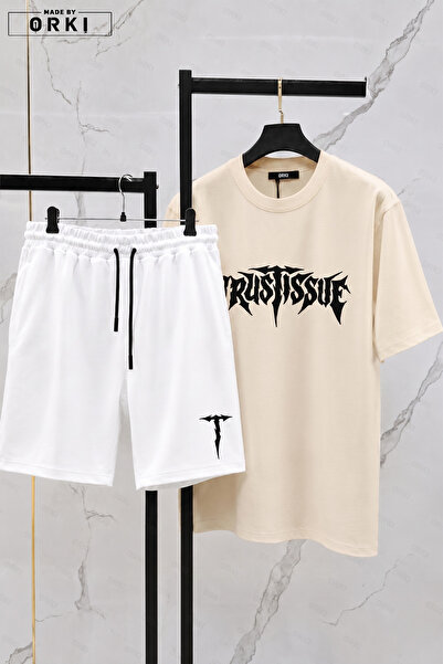 EFFRENATU Unisex Oversize Printed T-Shirt Shorts Set 2-Piece Summer Relaxed F...