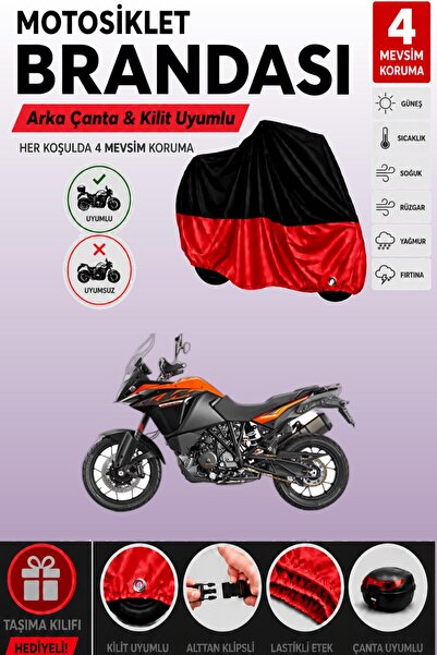 Cemku Double Black Top - Red Bottom, Rear Bag Compatible Ktm 1090 Adventure M...