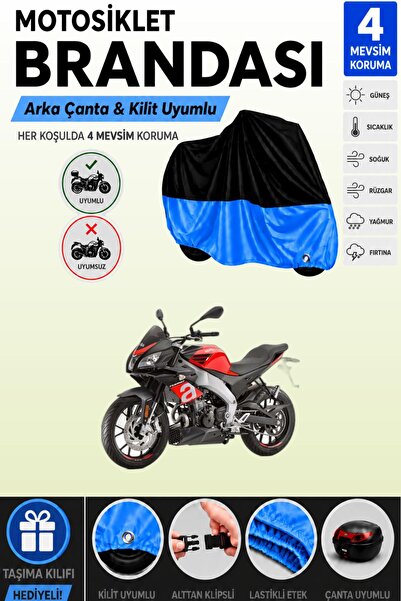 Cemku Double Black Top - Blue Bottom, Rear Bag Compatible Aprilia Tuono 125 M...
