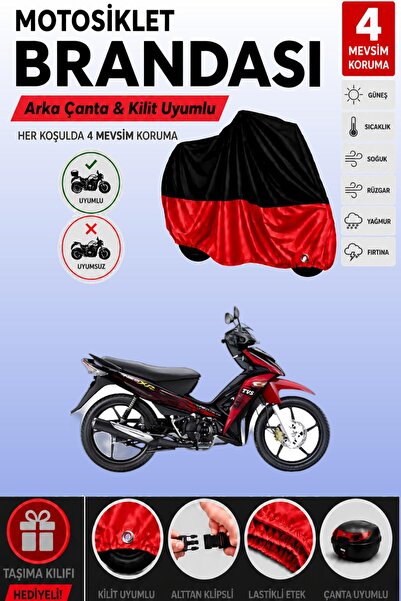 Cemku Double Black Top - Red Bottom, Rear Bag Compatible Tvs Neo X3I Motorcyc...