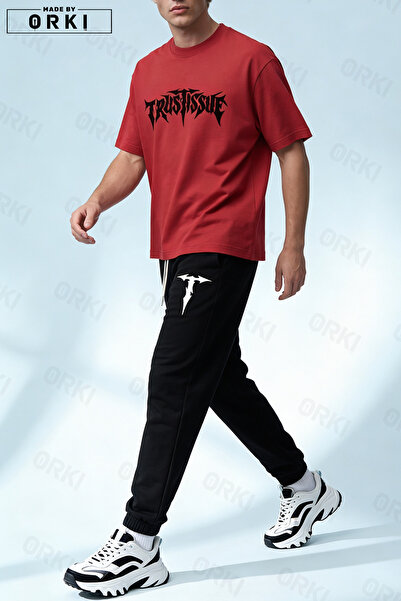 EFFRENATU Unisex Oversize Trust Issue Printed T-Shirt Jogger Sweatpants Set –...