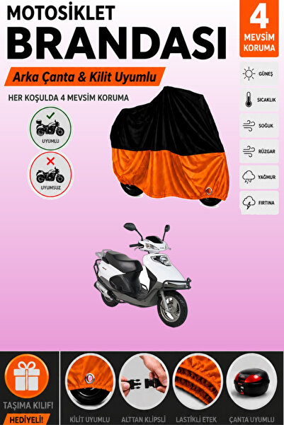 Cemku Double Black Top - Orange Bottom, Rear Bag Compatible Kuba Vn50 Pro Mot...