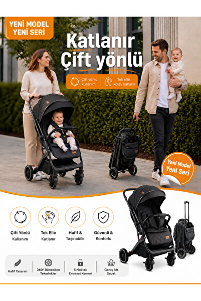 modabebekler Bebek Arabası Çift Yönlü Katlanır Hafif Taşınabilir Tam Yatar Se...