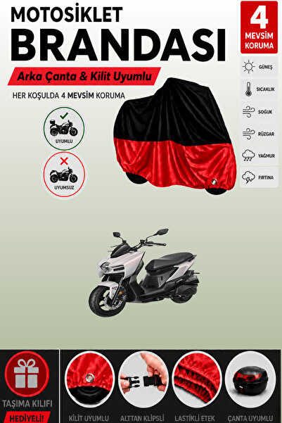 Cemku Double Black Top - Red Bottom, Rear Bag Compatible Sym Mmbcu D53 Motorc...