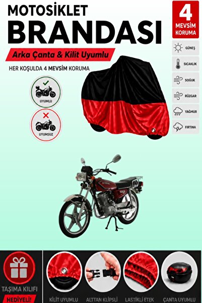 Cemku Double Black Top - Red Bottom, Rear Bag Compatible Mondial 125 Mg Sport...