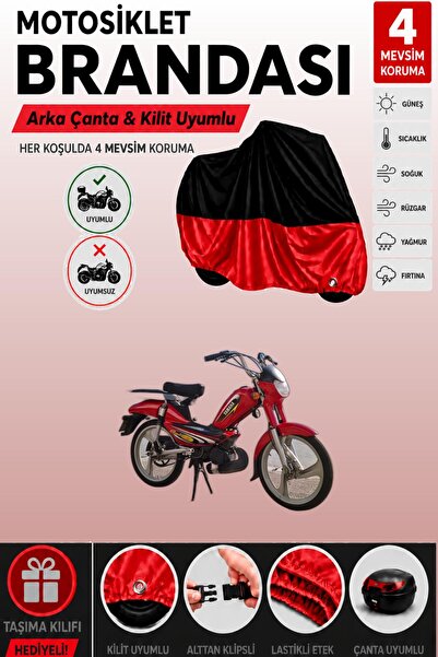 Cemku Double Black Top - Red Bottom, Rear Bag Compatible Yamaha Zoom Motorcyc...