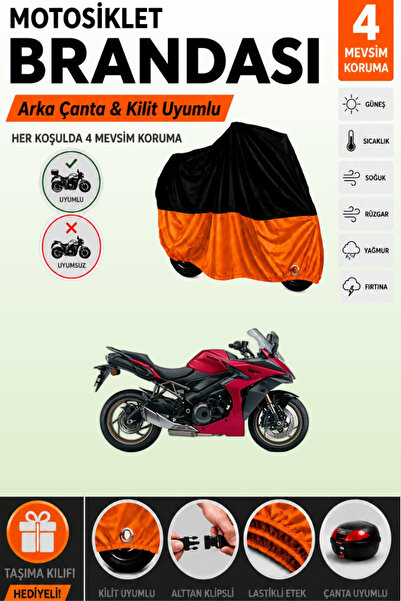Cemku Double Black Top - Orange Bottom, Rear Bag Compatible Suzuki Gsx-S 1000...