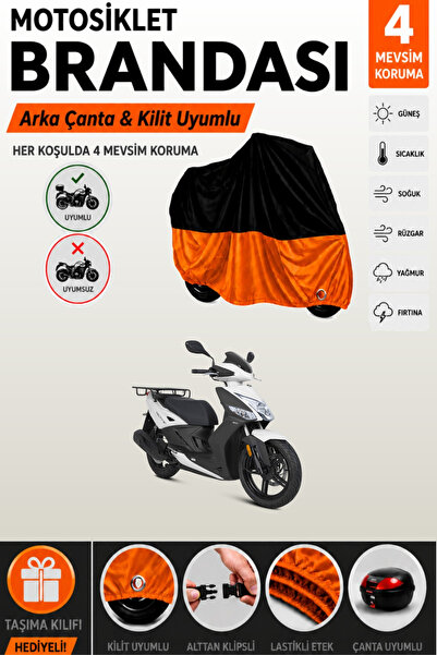 Cemku Double Black Top - Orange Bottom, Rear Bag Compatible Kymco Agility Del...