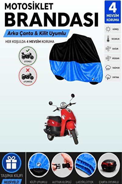 Cemku Double Black Top - Blue Bottom, Rear Bag Compatible Kanuni Pony 50 Moto...