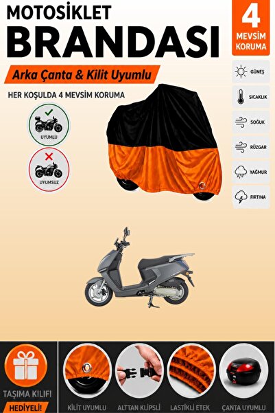 Cemku Double Black Top - Orange Bottom, Rear Bag Compatible Mondial 125 Lavin...