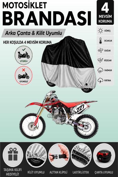 Cemku Double Black Top - Gray Bottom, Rear Bag Compatible Honda Crf 150 R Mot...