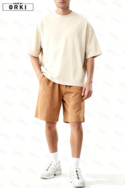 EFFRENATU Men's Oversize Relaxed T-Shirt Shorts Set 2-Piece Premium Summer Co...