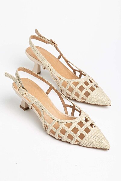 Dilimler Ayakkabı Women's Short Heeled Shoes in Knitted Material with Pointed...
