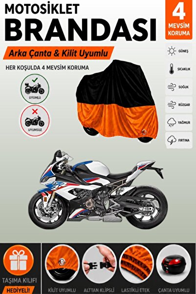 Cemku Double Black Top - Orange Bottom, Rear Bag Compatible Bmw S 1000 Rr Rac...
