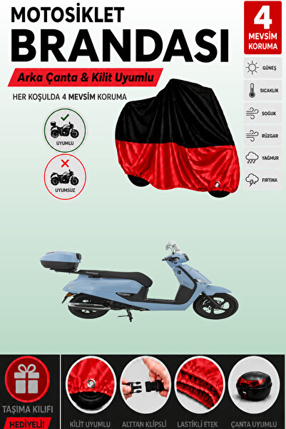 Cemku Double Black Top - Red Bottom, Rear Bag Compatible Mondial 125 Exon Mot...