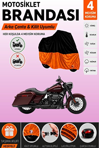 Cemku Double Black Top - Orange Bottom, Rear Bag Compatible Harley-Davidson R...