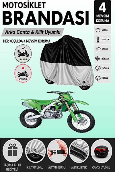 Cemku Double Black Top - Gray Bottom, Rear Bag Compatible Kawasaki Kx 250 Mot...