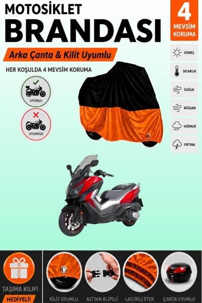 Cemku Double Black Top - Orange Bottom, Rear Bag Compatible Sym Cruisym 250I ...