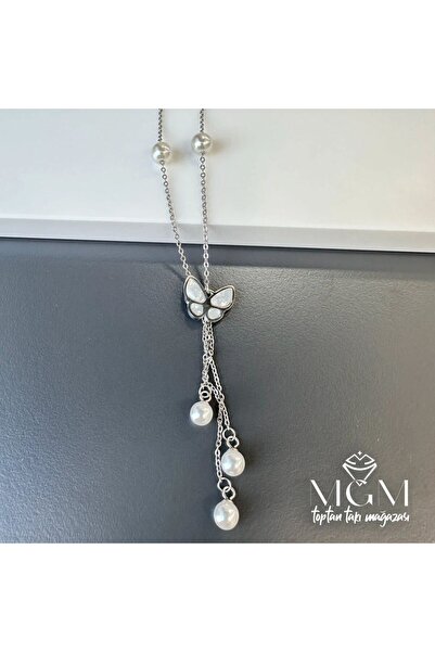 atastore2017 Steel Jewelled Pearl Necklace