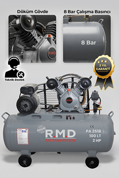 R.M.D Kompresör Pistonlu Hava Kompresörü Pistonlu 100 Lt 2 Kafa 8 Bar 2 Hp I ...